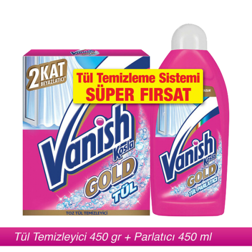 Vanish Kosla Tül Temizleyici 2 li Paket Toz 450 g + Parlatıcı 500 ml