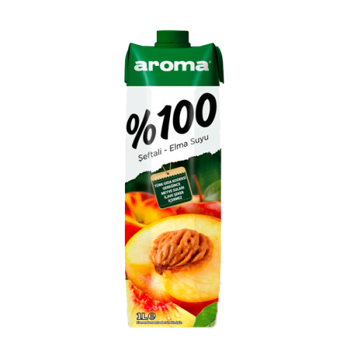 Aroma 100 Şeftali Elma Suyu 1 lt